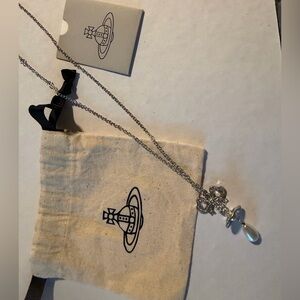 Octavie Vivienne Westwood Silver Necklace with Pearl Drop